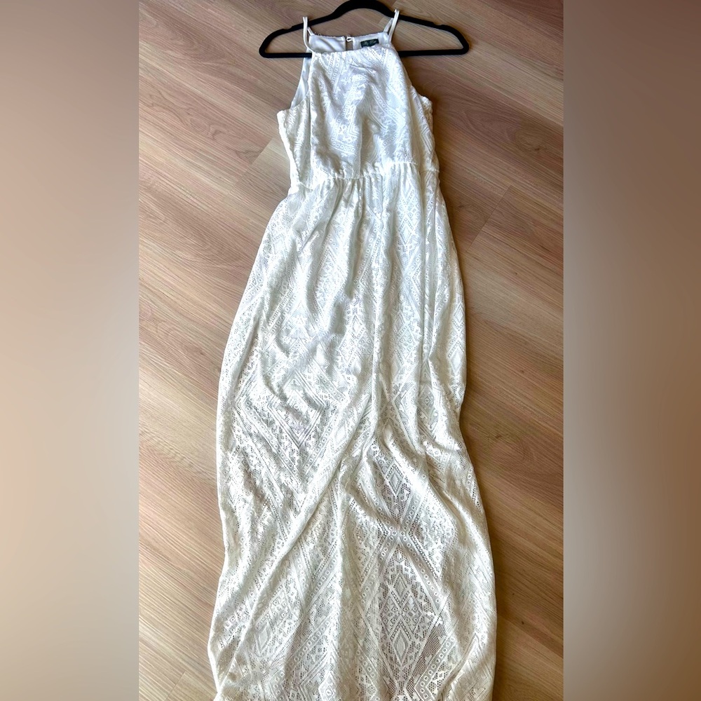 Lily Rose Lace Maxi Dress L Ivy Beach Wedding Lined Cinched Casual Feminine
